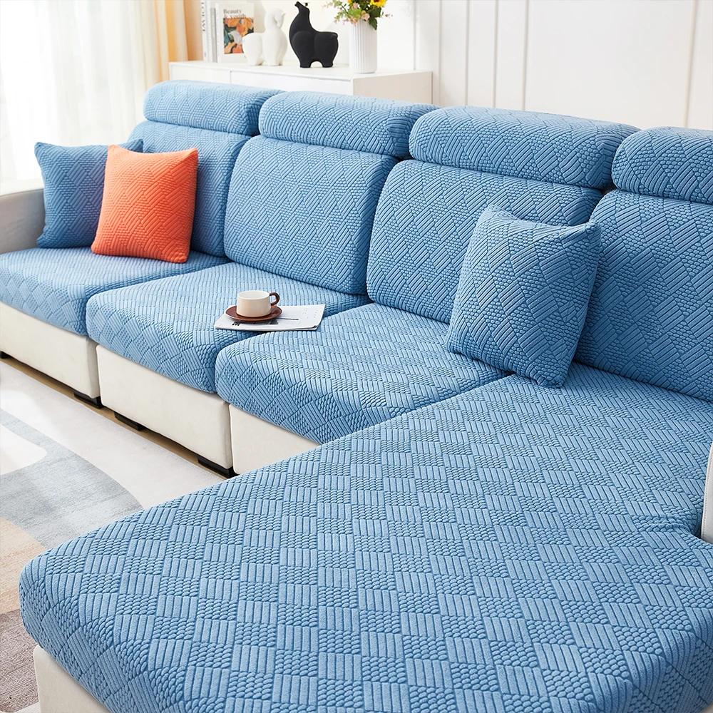 New Jacquard Sofa Covers Soft Elastic Sofa Seat Cover For Living Room Chaise Lounge L-Shaped Sofa Slipcover Solid Color Home