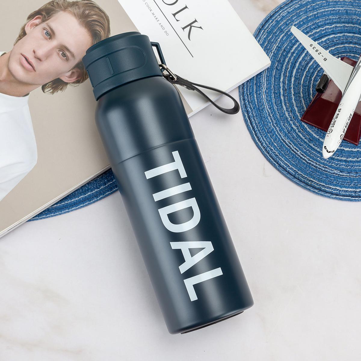 

Двойная вакуумная изоляция, чашка, автомобильная, простая, большой емкости, для воды, для спорта на открытом воздухе, для путешествий, портативная, с ручкой 500ml