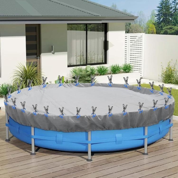10 Pezzi Clip Antivento per Piscine Robuste Gancio in Acciaio Inossidabile Morsetti a Molla Elementi di Fissaggio con Manico in Plastica