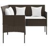 5 Piece L Shaped Sofa Set with Cushions Poly Rattan Brown