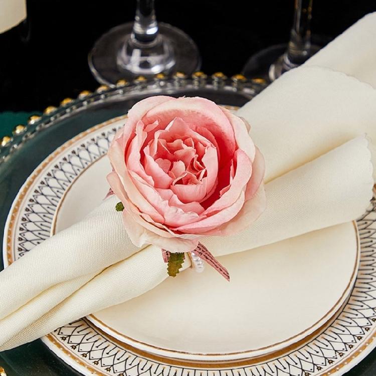 Hand Woven Faux Eucalyptuses Leaf Napkin Rings Christmas Flower Napkin Rings for Casual and Dinner Parties