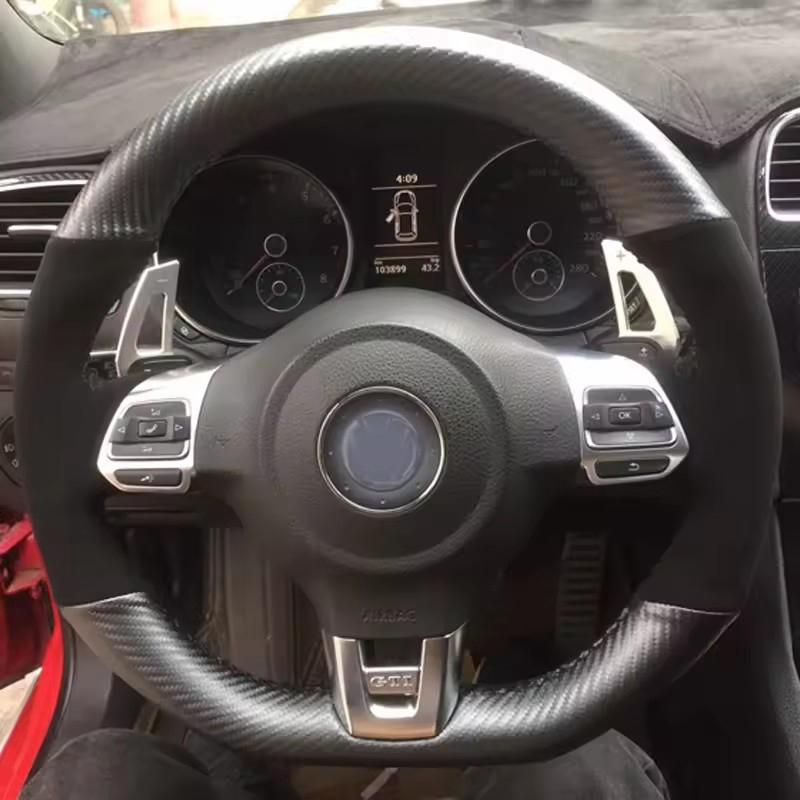 DIY Car Steering Wheel Cover Black Suede For Volkswagen Golf 6 GTI MK6 VW Polo GTI Scirocco R Passat CC R-Line 2010
