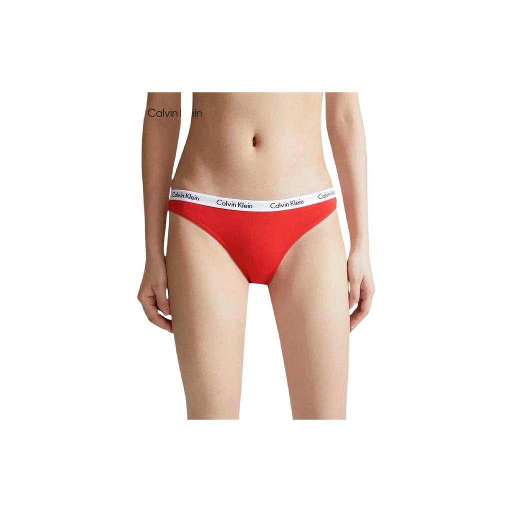 Calvin Klein Jacquard Waist Cotton Sexy Underwear for Women, Sunset Red