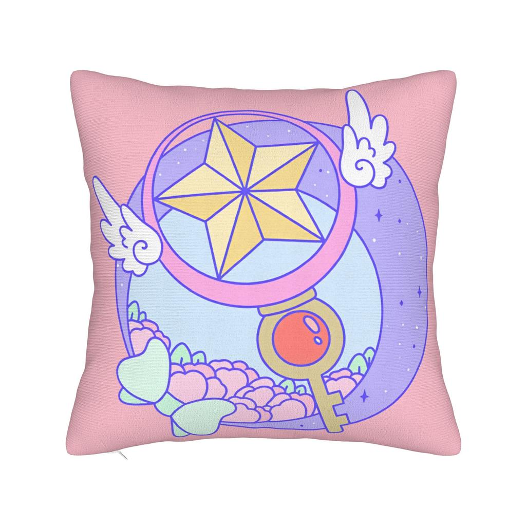 Sakura Magical Cartoon Anime Pillow Cover Fashion Pillow Case For Couch Sofa Bedroom Comfy Cushion Cover Gift