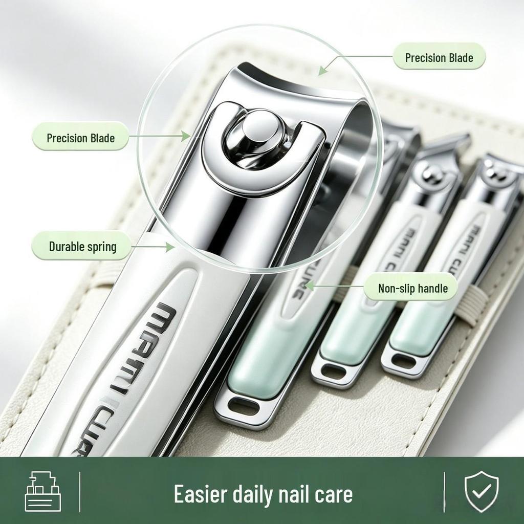 Stainless Steel Cuticle Nipper and Nail Clipper Set with Lightweight Nail File for Manicures.