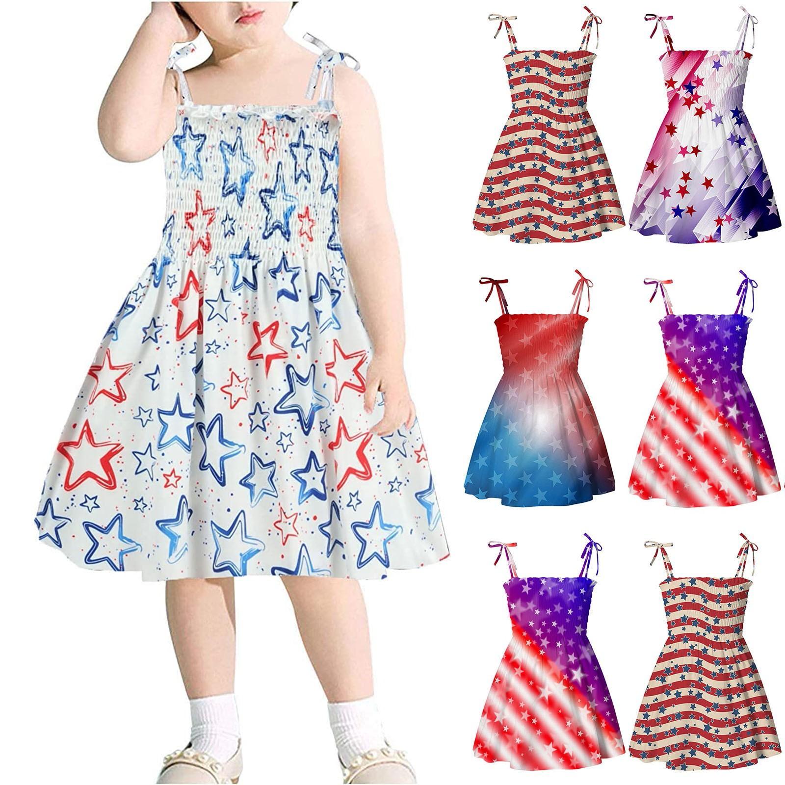 

Summer Children Printing Condole Independence Day Dresses Of The Girls 100