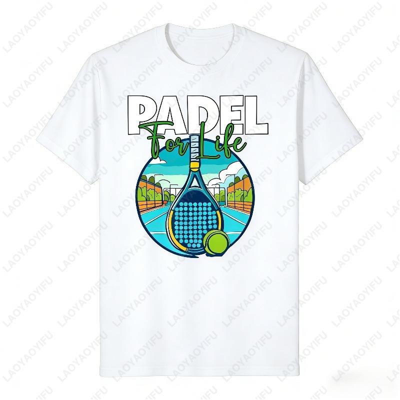 Padel for Life Tennis Fan Cotton TShirt Tennis Ball Shirt Creative Fuuny Trend Sport Casual Style Simple Camisetas Men Tops