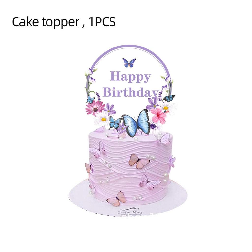 Pink Spring Butterflies Party Set: Tablecloth, Plates, Banner & Photo Props