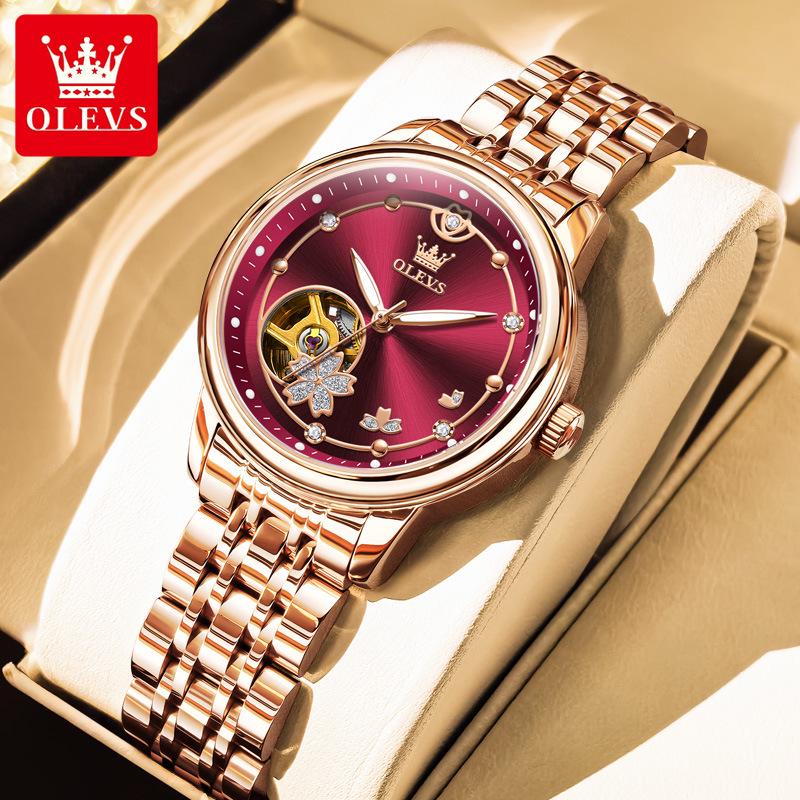 

Oulishi Women s Fashion Jewelry Automatic Skeleton Waterproof Watch