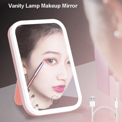 Kompaktowe lustro z oświetleniem LED, przenośne, ładowalne, z ekranem dotykowym, do makijażu, biurko, inteligentne, regulowane lusterko do makijażu