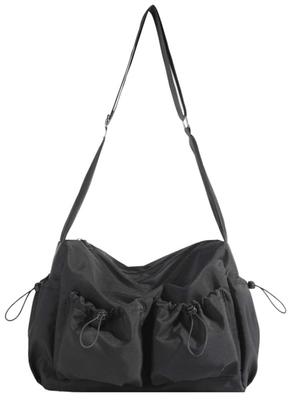 A-fua Crossbody Messenger Bag with Multiple Pockets, Large Capacity A4 Bag for Commuting and School (Black)