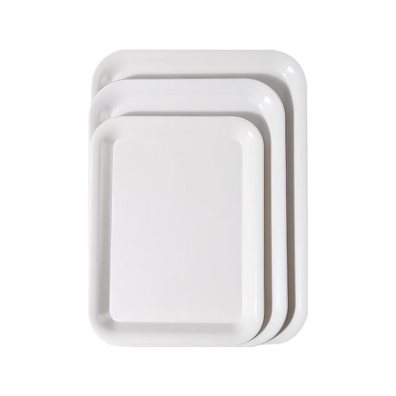 White Melamine-Style Rectangular Serving Trays