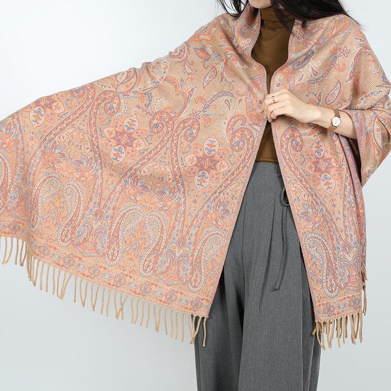 Vintage shawl, jacquard, cashew, fringed scarf, women's outdoor travel, outdoor decoration, dual-use