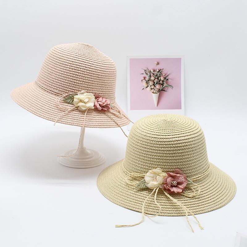 2020 Summer Parent-Child Straw Hat, Handmade Straw Visor Girl Flower Sun Hat