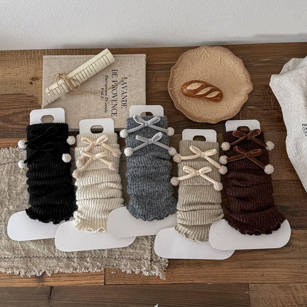 Bow Children's Leg Warmers Harajuku Kids Long Socks Casual Lolita Knitted Socks Lady