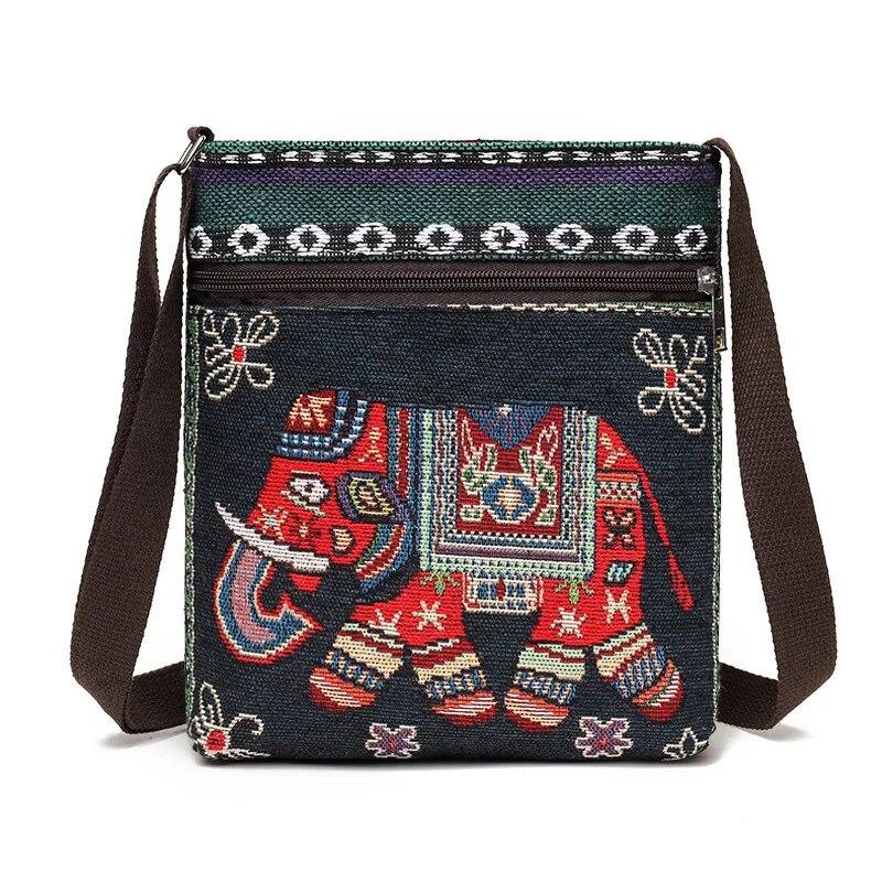 

Women Small Canvas Embroidered Phone Shoulder Bag Retro Ethnic Style Travel Outdoor Messenger Crossbody Bag