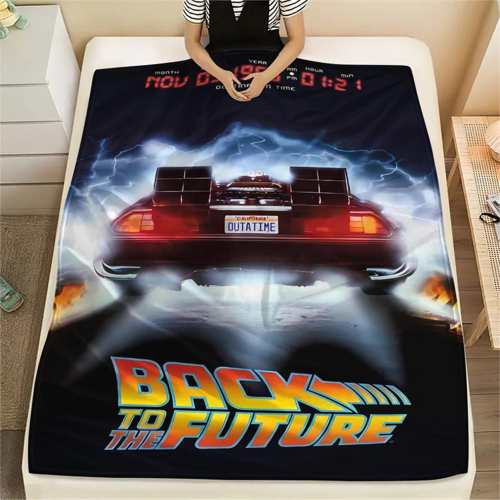 1PC Back To the Future Print Flannel Blanket, High Quality All Seasons, Home Decor, Warmth and Comfort, Perfect for Christmas Gifts