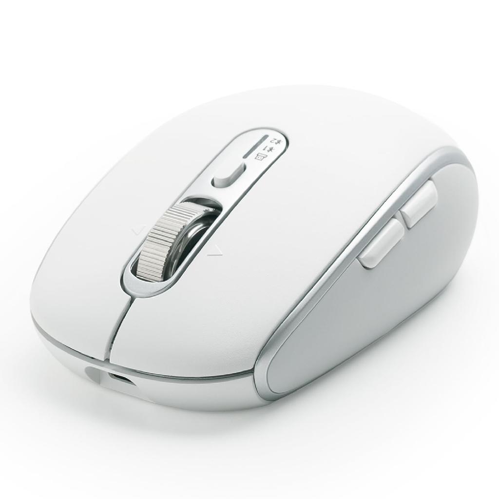 ELECOM Precisionist Wireless Bluetooth 8 Tilt IR LED Medium White Mouse, Silent, Rechargeable, 2.4GHz, Buttons, Multi-Pairing (3 Devices), Wheel,