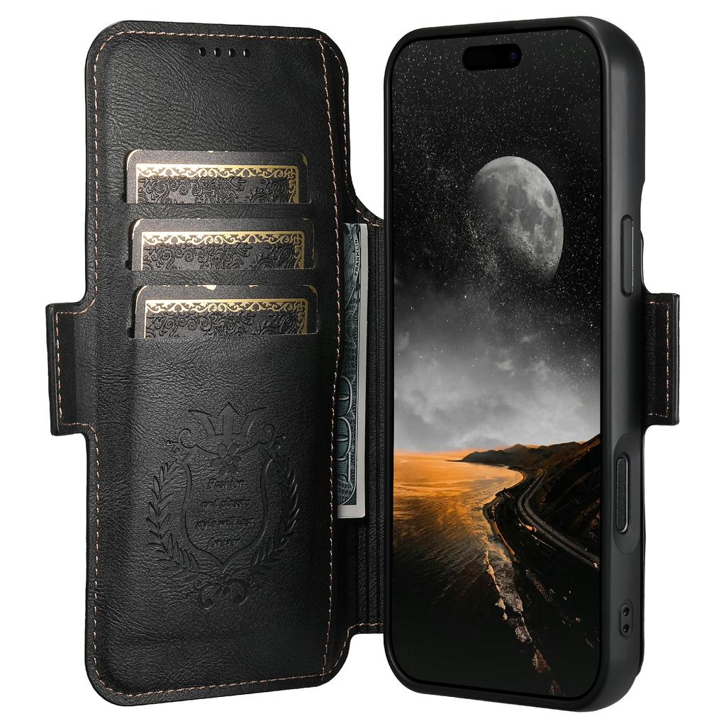 SUTENI Q-07 For iPhone 17 Air Case Magnetic Color Splicing Cowhide Texture Leather Cover