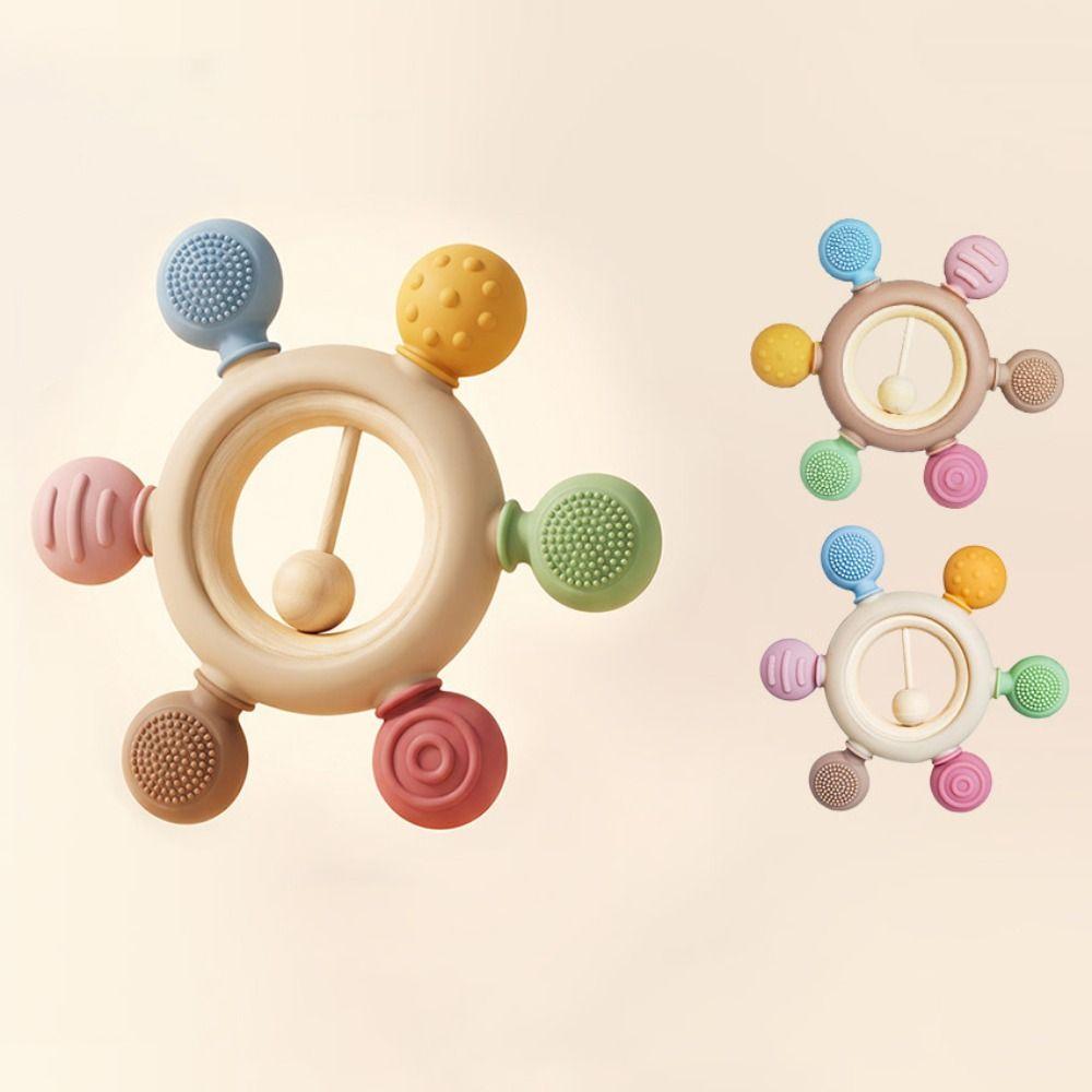 Easy To Clean Baby Teething Toys Wooden Ring Sensory Toys Baby Gums Soothers  Infant Soothing