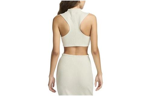 Nike W Nsw Chill Knit Mock Neck Ribbed Cropped Tank 'BROWN' FN3678-104