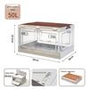 Foldable Outdoor Storage Box with Wooden Lid, 50L