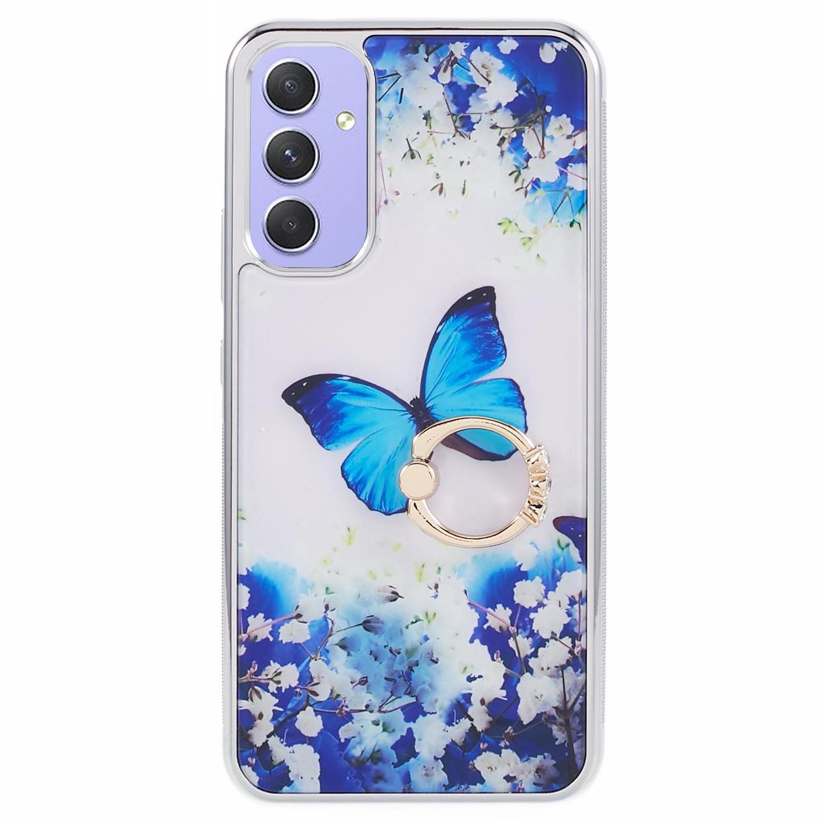 

Kickstand PC+TPU Case for Samsung Galaxy A54 5G Case Electroplating IMD Pattern Phone Cover A