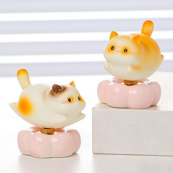Rotating Cat Figurine Bring Good Luck Healing Stone Holder Stress Relief Desk Toy Home Office Desktop Kitten Decoration