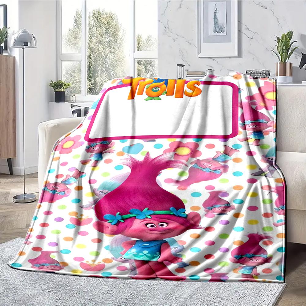 Trolls Theme Printed Blanket - Perfect for Couch, Bed, Travel & Outdoor Use | Machine Washable, Cozy & Durable.