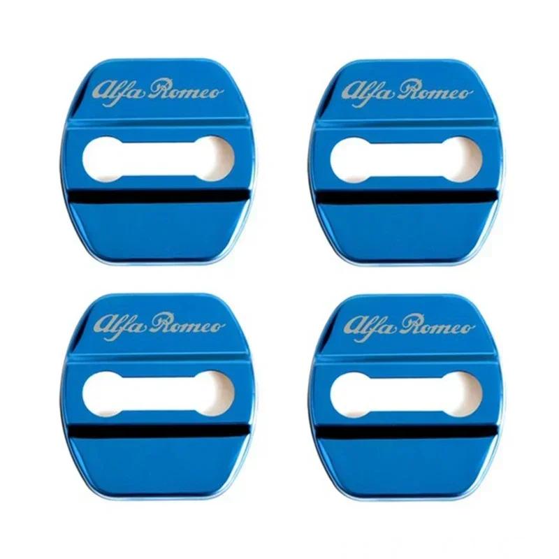 For Alfa Romeo 4Pcs Car Door Lock Protective Cover Sticker for Alfa Romeo Logo Sportiva Giulia Giulietta 159 156 MITO Stelvio 14