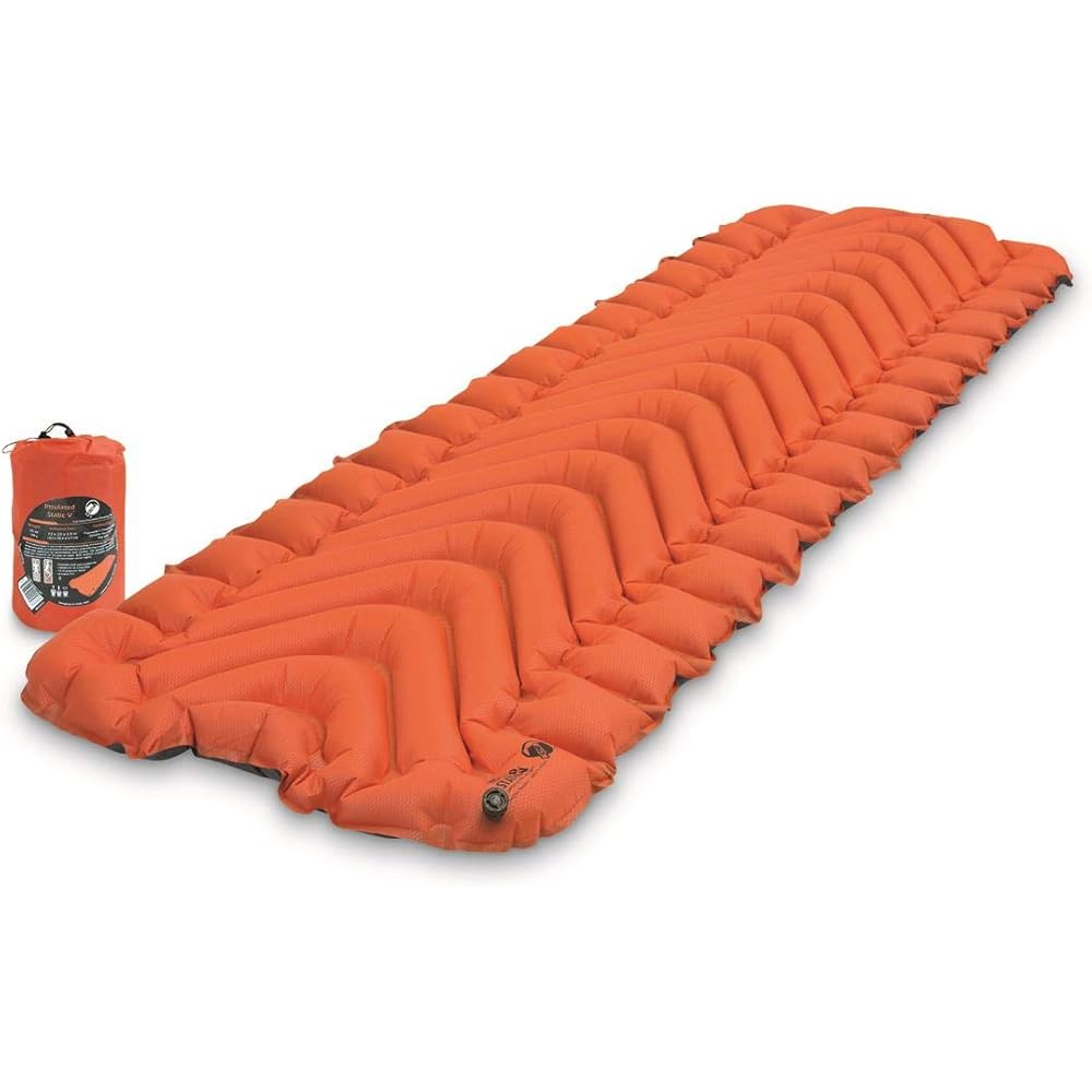 Klymit Insulated Static V Lightweight Camping Sleeping Mat (Orange, Flip Valve) (2019)