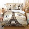 Eiffeltårnet Dynetrekk Set King/Queen Size Paris Theme Sengetøysett Jenter Tenåringer,Famous French Grey Byscape Style Dynetrekk