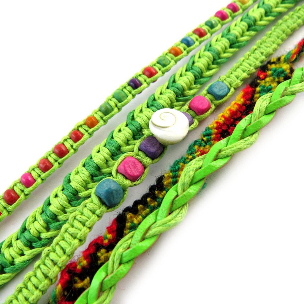 Les Trésors De Lily [N6339] - Green 'Kilimanjaro' Ethnic Bracelet (5 Rows)