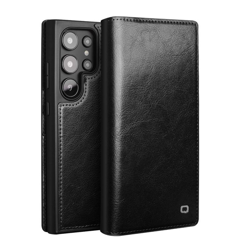 Genuine Leather Phone Case for Samsung S25+ Plus 5G Business Style Fashion Luxury with Card Slots Cover for S25 Ultra 5G