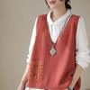 Vest for Women Cotton Summer Lace-Up Pocket Tops Knitted Sweater Vest Oversize Casual V-neck Vest