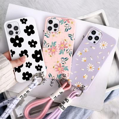 Flowers Case For Xiaomi Mi Redmi Note 10 5 7 9 9a 9C 8 8T 9S Poco M3 F3 X3 NFC 11 11T 10T 9T Pro 10S A3 Lite Lanyard Soft Cover