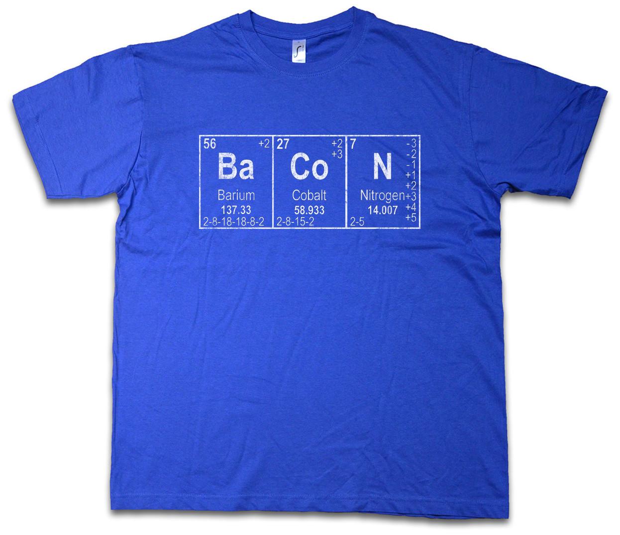 Ba Co N II T-Shirt Mens Womens Tees Top Bacon Addicted Love Fun Nitrogen Teacher Scientist Chemistry 3XL