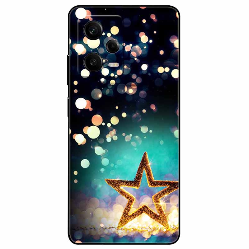 For Redmi Note 12 Pro 5G Case Note12 Covers TPU Black Silicone Starry Cover for Xiaomi Redmi Note 12 Pro+ 5G Plus Cartoon Soft