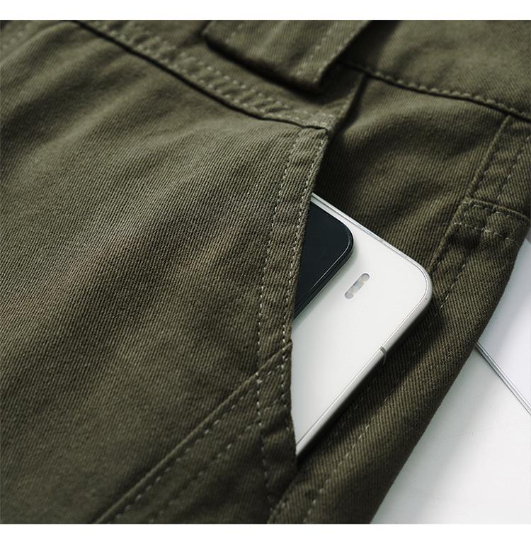 Women's Spring/Summer Army Green Wide-Leg Balloon Pants - Petite, Casual, Pure Cotton, Straight Leg