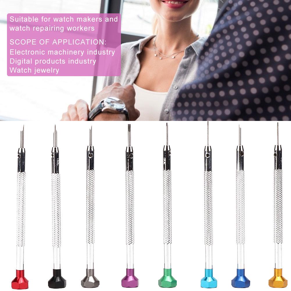 8pcs Watch Screwdrivers Alloy Steel Slot Watch Repairing Screwdrivers