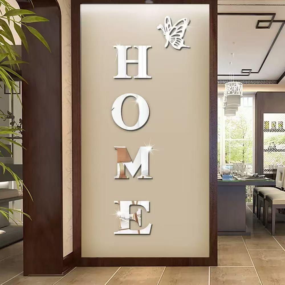 

Self-adhesive Entrance Decoration Home Butterfly Logo Home Decoration Room Decor 100*35CM срібний