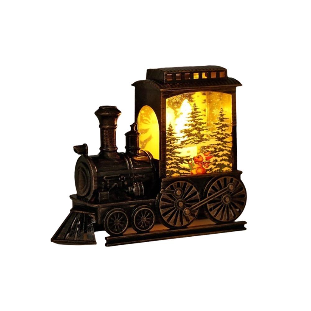 Vintage Train Ornaments Deer Design Train Night Lamp Christmas Train LED Light Festive Party