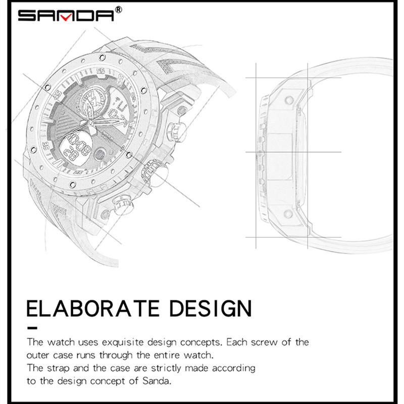 Nové SANDA Smart multifunkční dvoudisplejové světelné elektronické hodinky Vodotěsné pánské hodinky pro outdoorové horolezectví