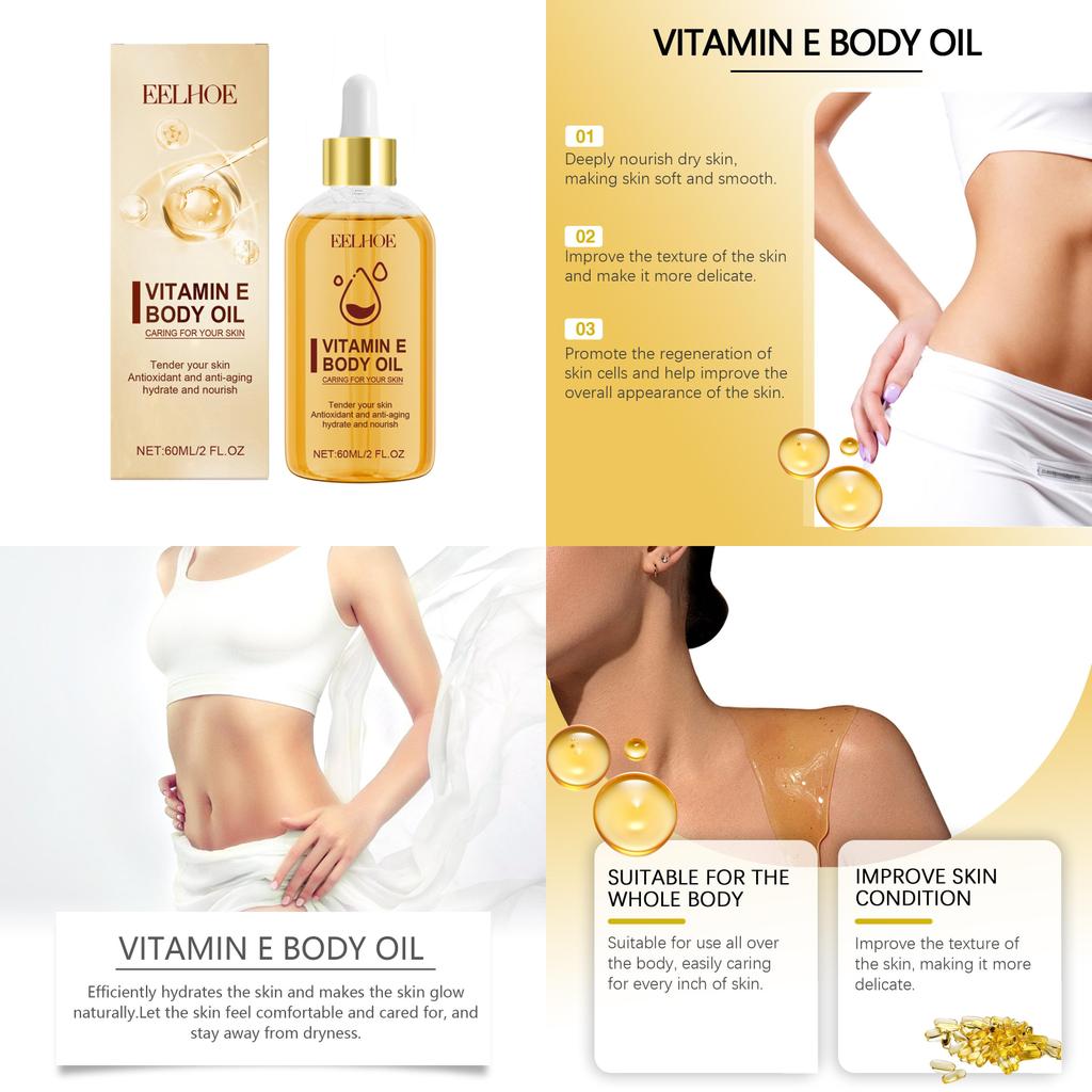 Eelhoe Vitamin E Body Oil Luxurious Moisturizing Skin Treatment For All Body Types