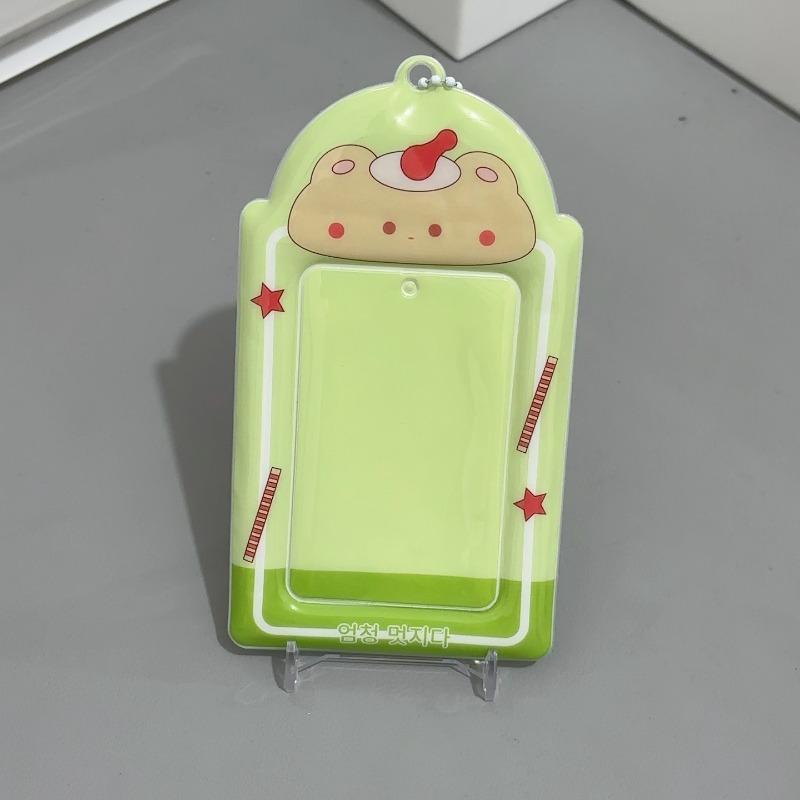 Kawaii Kanin PVC Fotoram för 3 tums Kpop Idol Kort Hållare Polaroid Fotokort Fickor ID-kort Skyddsfodral Väska Hänge