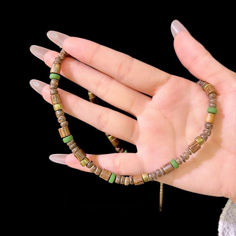 [Exotic Pickup] National Style Retro Niche Light Luxury Beaded Necklace Clavicle Chain Niche Personality New Neck Chain
