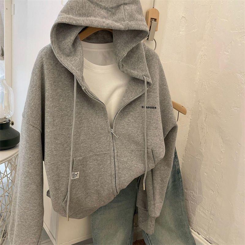 2024 Spring Women's Hooded Cardigan Sweatshirt - Lightweight, Loose Fit, Casual Versatile Top