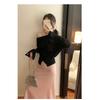 2026 Early Spring Women's Off-Shoulder Knit Sweater, Slim Fit Outerwear, Base Shirt, High-End Sweater