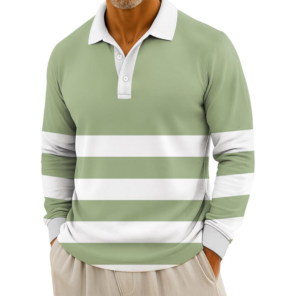 Pánské ležérní pruhované topy s dlouhým rukávem a zapínáním na knoflíky