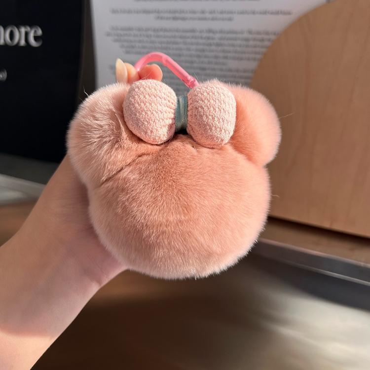 Cute Rex rabbit hair car keychain pendant Internet celebrities ins pom-pom doll book bag pendant gift